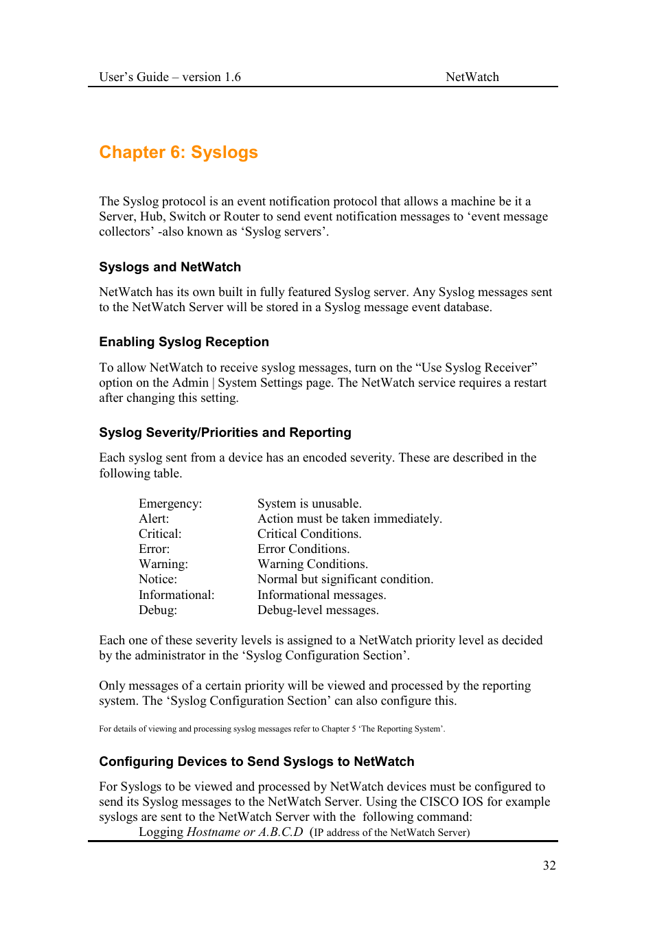 Chapter 6: syslogs | Fluke Network Router User Manual | Page 32 / 49
