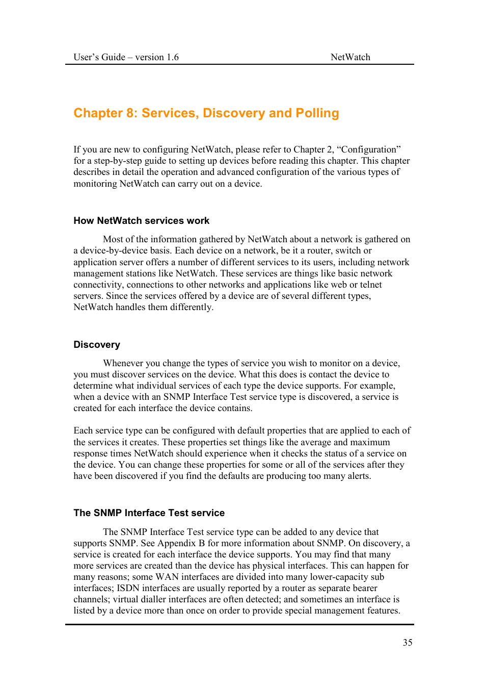 Chapter 8: services, discovery and polling | Fluke Network Router User Manual | Page 35 / 49