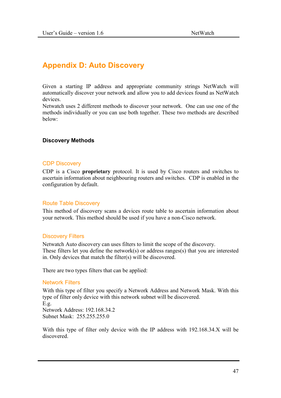 Appendix d: auto discovery | Fluke Network Router User Manual | Page 47 / 49