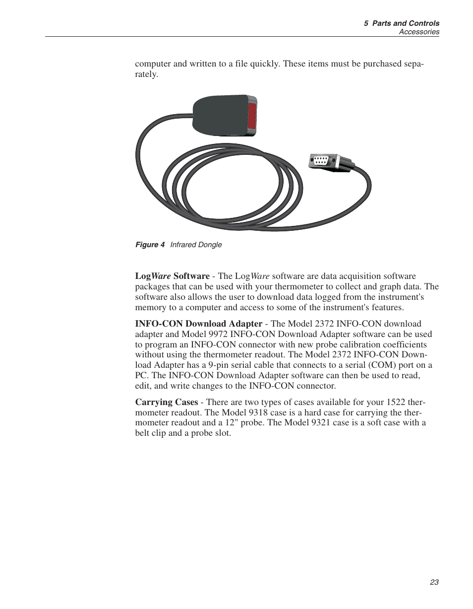 Figure 4 infrared dongle 23, Figure 4, Infrared dongle | Fluke 1522 User Manual | Page 25 / 60