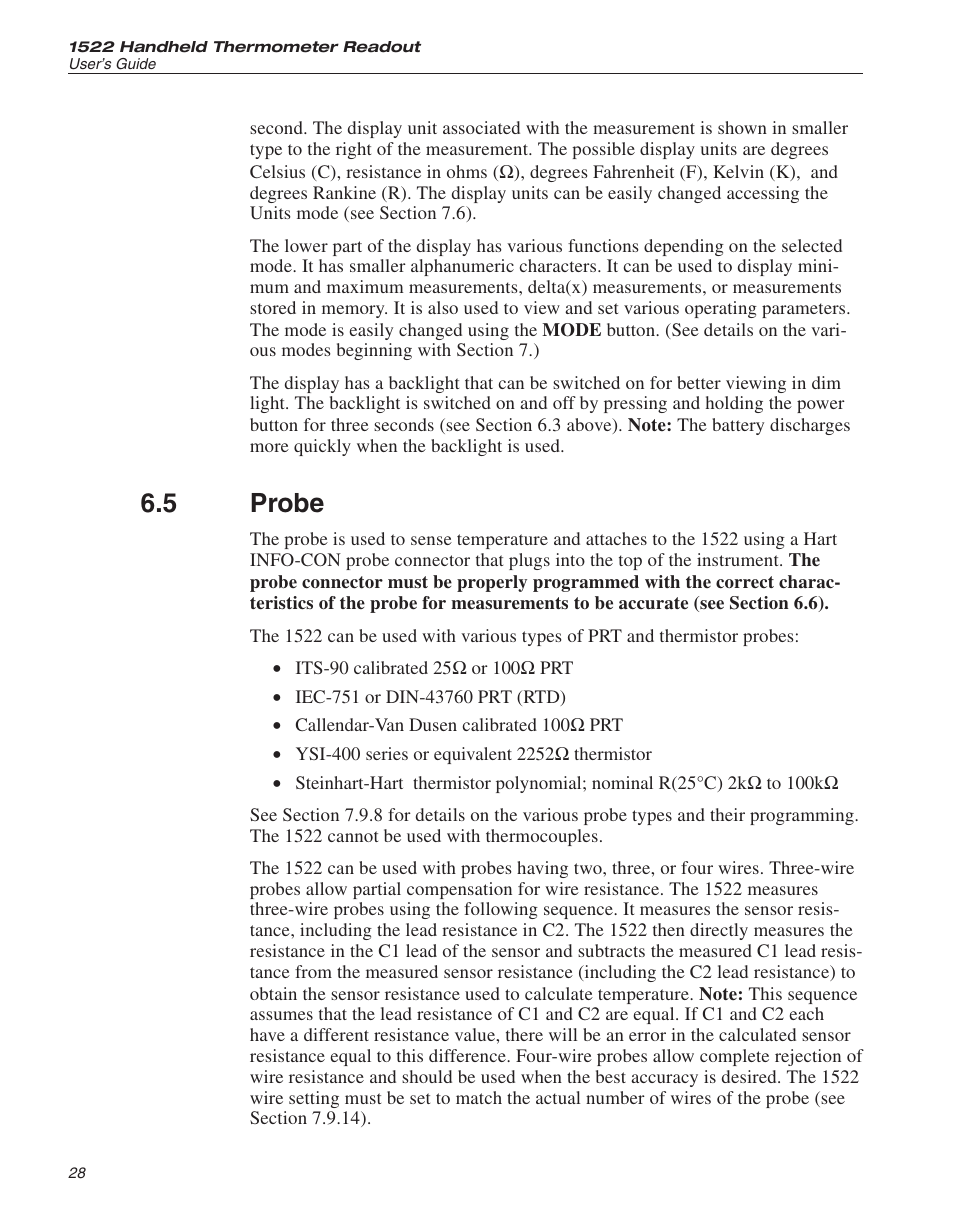 5 probe 28, Probe, 5 probe | Fluke 1522 User Manual | Page 29 / 60