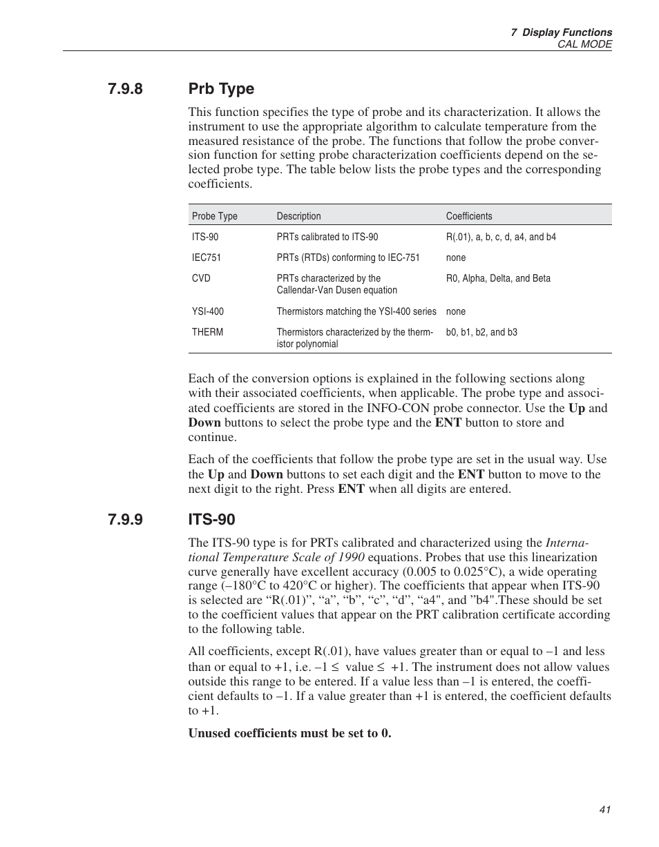 8 prb type 41, 9 its-90 41, Prb type | Its-90, 8 prb type, 9 its-90 | Fluke 1522 User Manual | Page 42 / 60