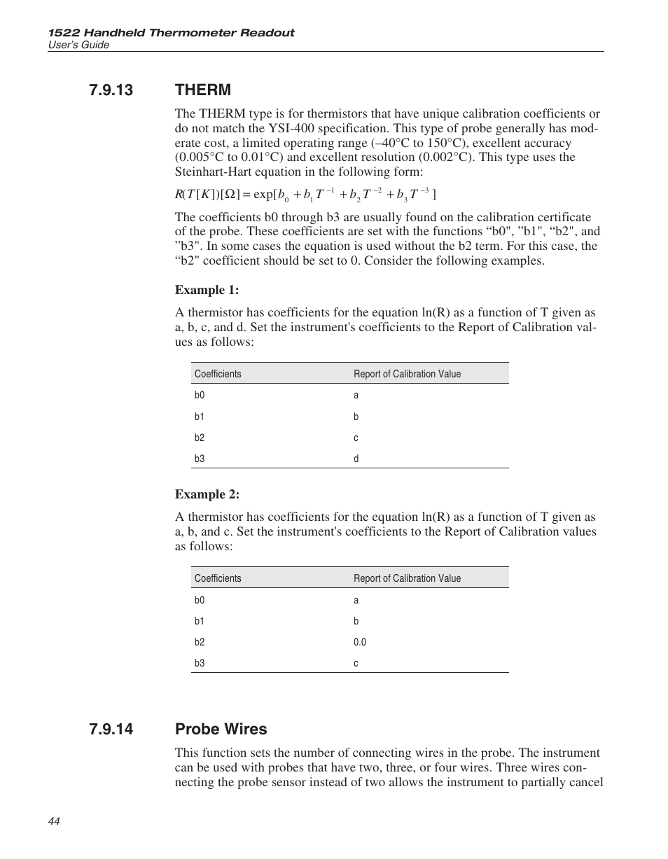 13 therm 44, 14 probe wires 44, Therm | Probe wires, 13 therm, 14 probe wires | Fluke 1522 User Manual | Page 45 / 60