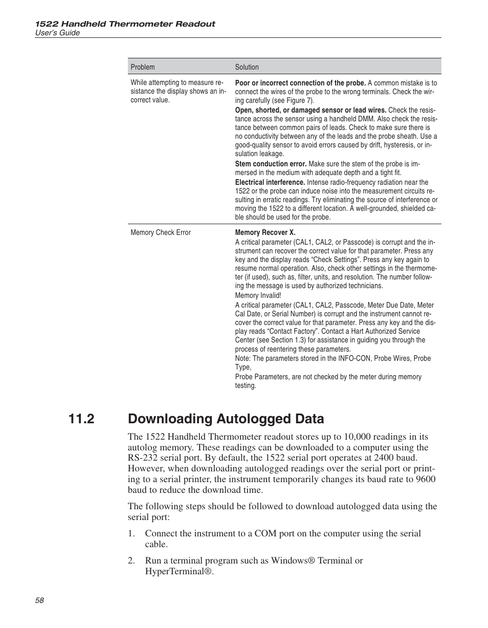 2 downloading autologged data 58, Downloading autologged data, 2 downloading autologged data | Fluke 1522 User Manual | Page 57 / 60