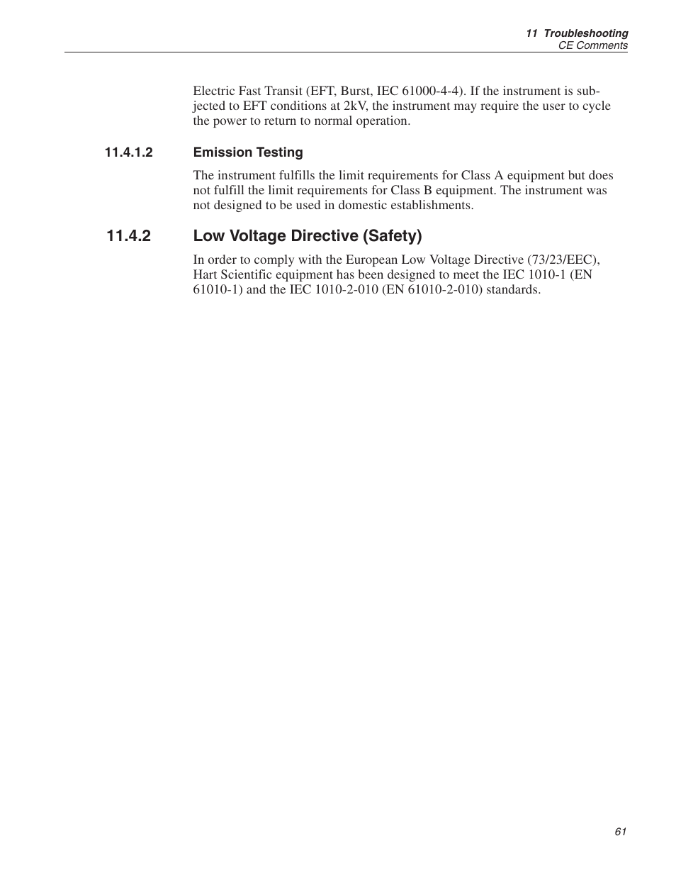 2 emission testing 61, 2 low voltage directive (safety) 61, Emission testing | Low voltage directive (safety), 2 low voltage directive (safety) | Fluke 1522 User Manual | Page 60 / 60