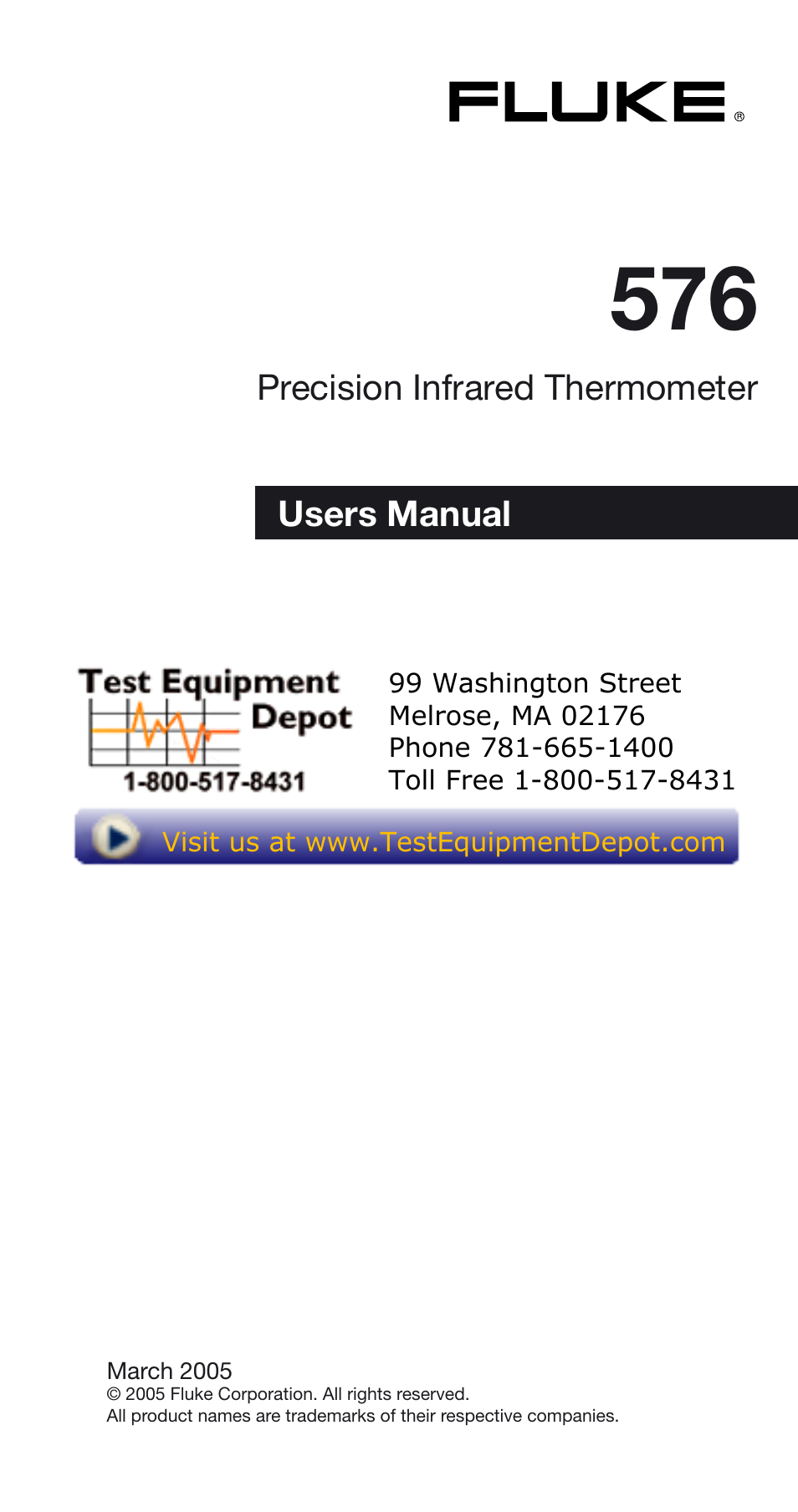 Fluke Thermometer 576 User Manual | 33 pages