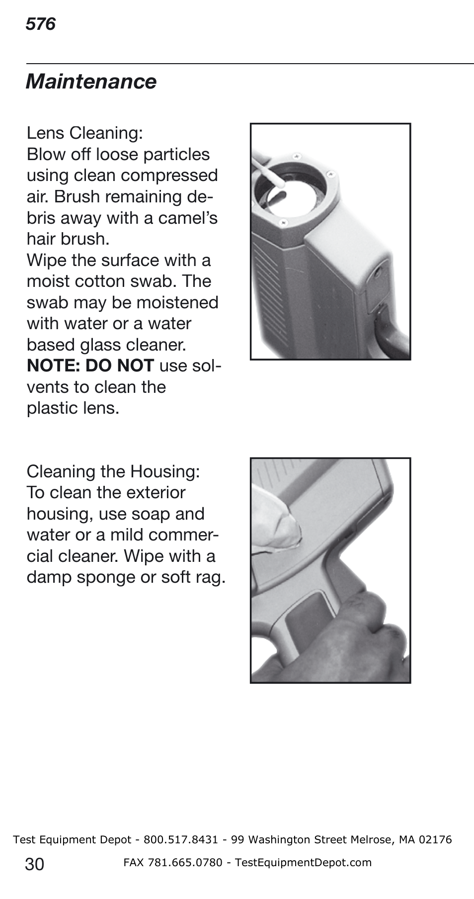 Maintenance | Fluke Thermometer 576 User Manual | Page 30 / 33