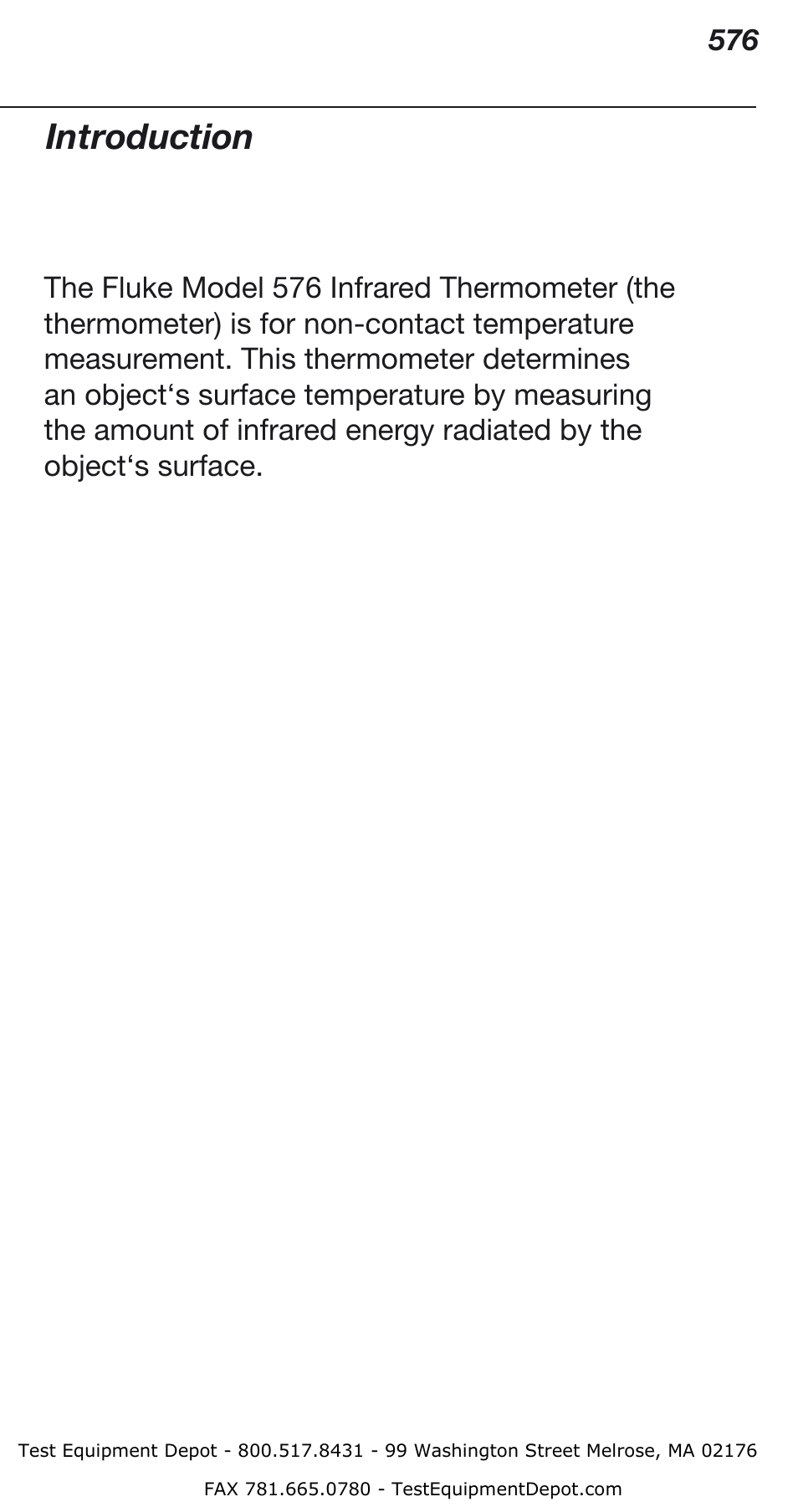 Introduction | Fluke Thermometer 576 User Manual | Page 5 / 33