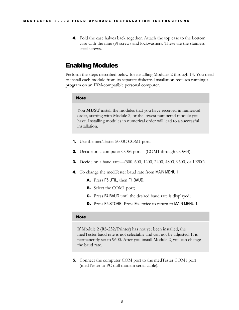 Enabling modules | Fluke Network Device MedTester 5000C User Manual | Page 10 / 12