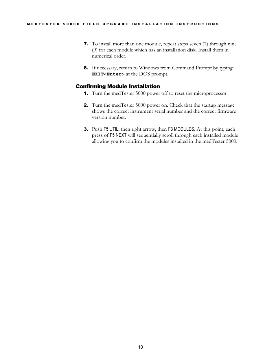 Confirming module installation | Fluke Network Device MedTester 5000C User Manual | Page 12 / 12