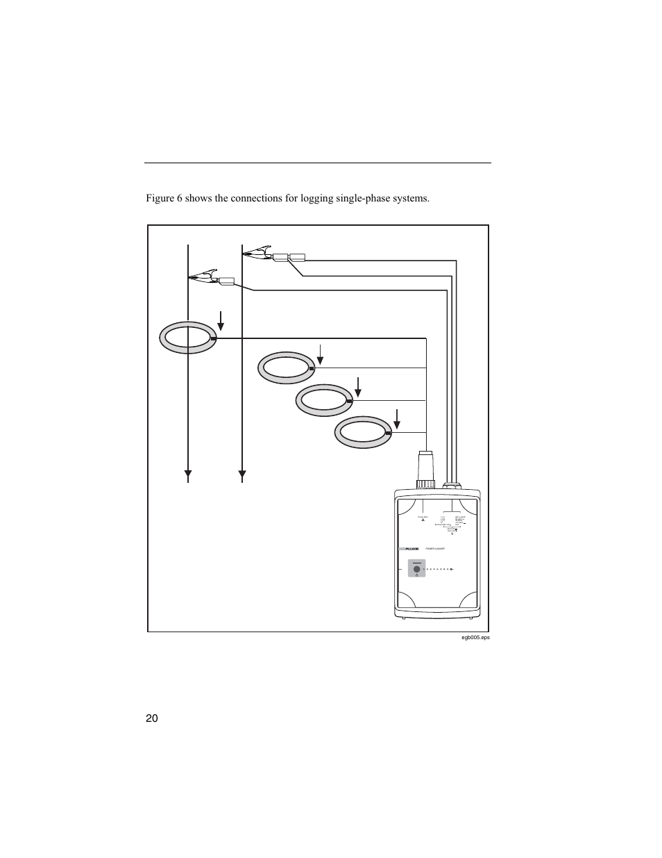 Connections for single-phase logging, Users manual, L1 n | L3 l2, Figure 6. single-phase logging | Fluke 1744 User Manual | Page 29 / 73