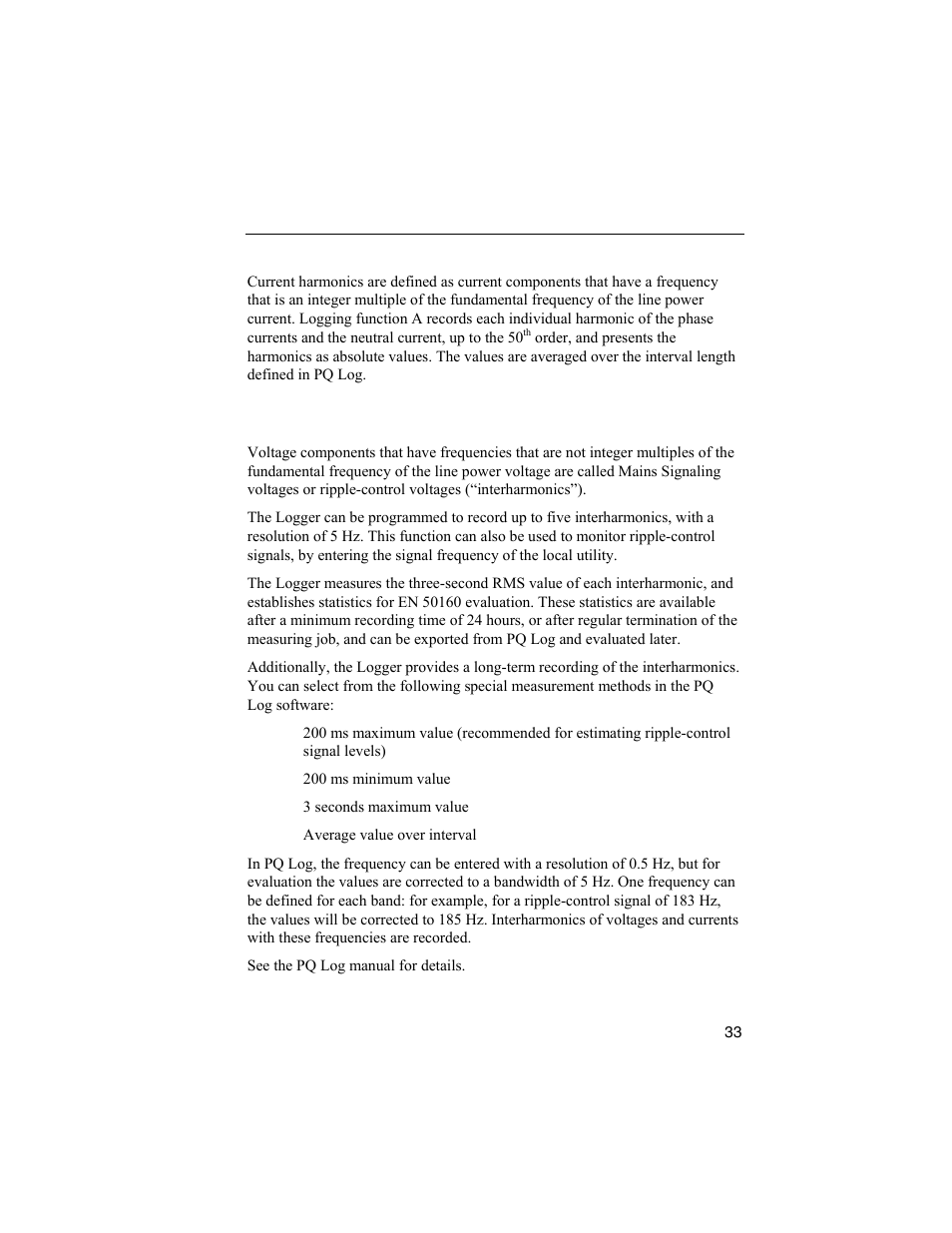 Current harmonics, Mains signaling | Fluke 1744 User Manual | Page 42 / 73