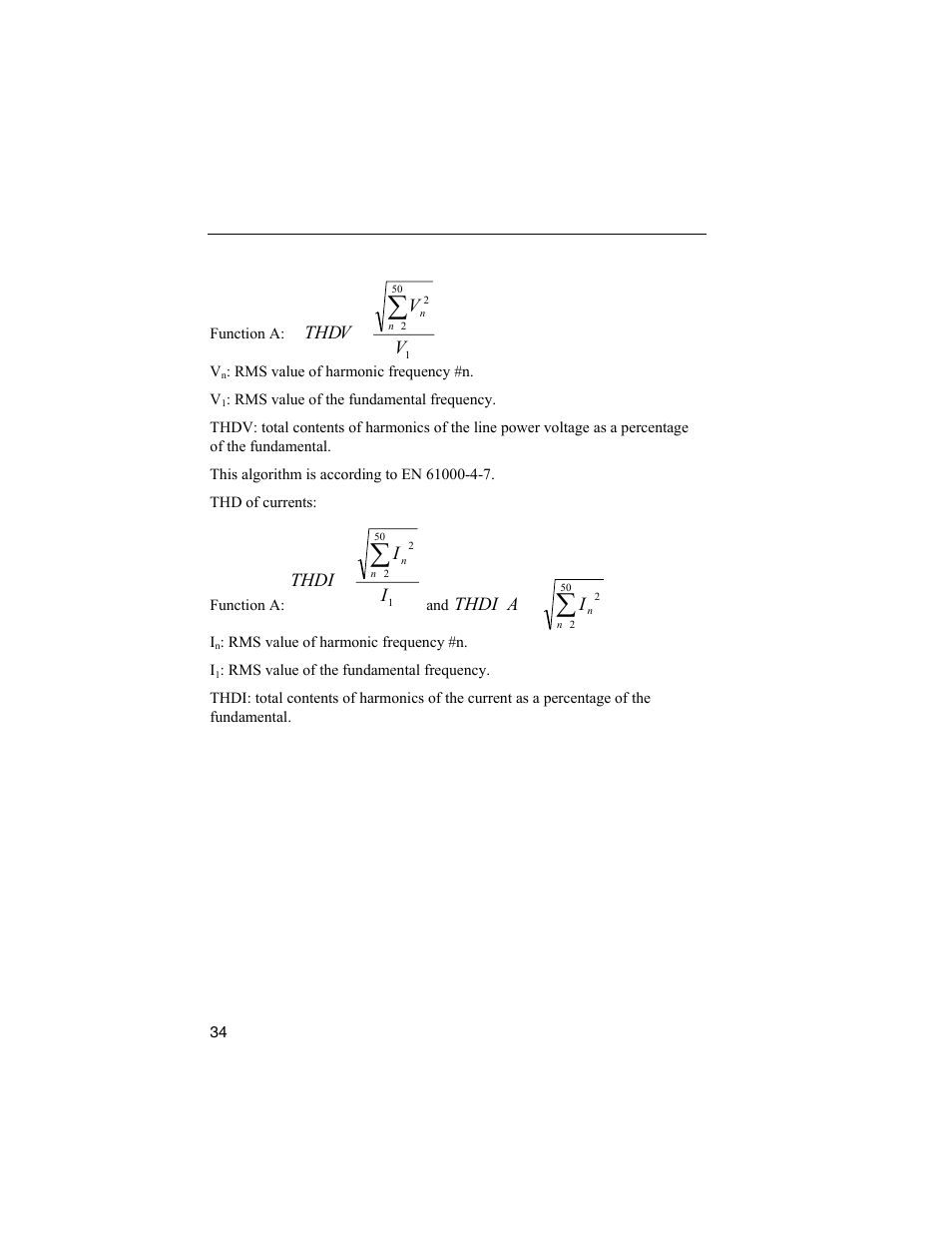 Thdv - in function a, Thdv – in function a, Vthd | Ithdi, Ia thdi | Fluke 1744 User Manual | Page 43 / 73