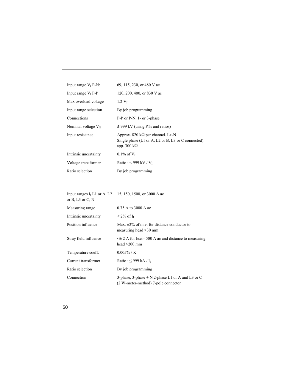 Input voltage, Current input with flexi set | Fluke 1744 User Manual | Page 59 / 73