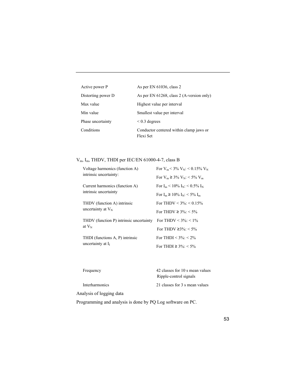 Power (logging functions a, p only) p, s, |p, Harmonics, Statistics | Fluke 1744 User Manual | Page 62 / 73