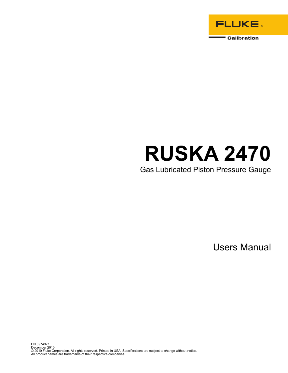 Fluke RUSKA 2470 User Manual | 78 pages