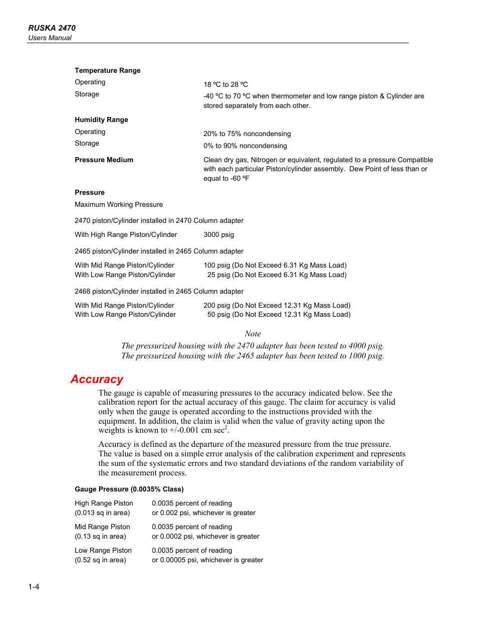 Accuracy | Fluke RUSKA 2470 User Manual | Page 12 / 78