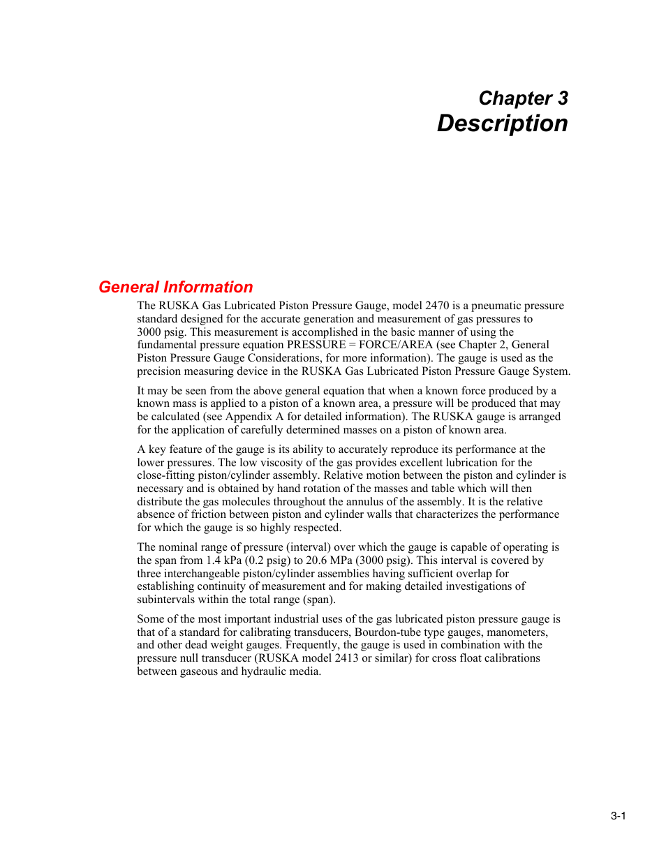 Description, General information, Chapter 3 | Fluke RUSKA 2470 User Manual | Page 23 / 78