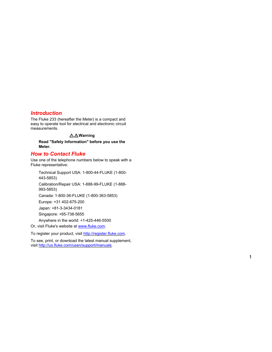 Introduction, How to contact fluke | Fluke 233 User Manual | Page 3 / 16