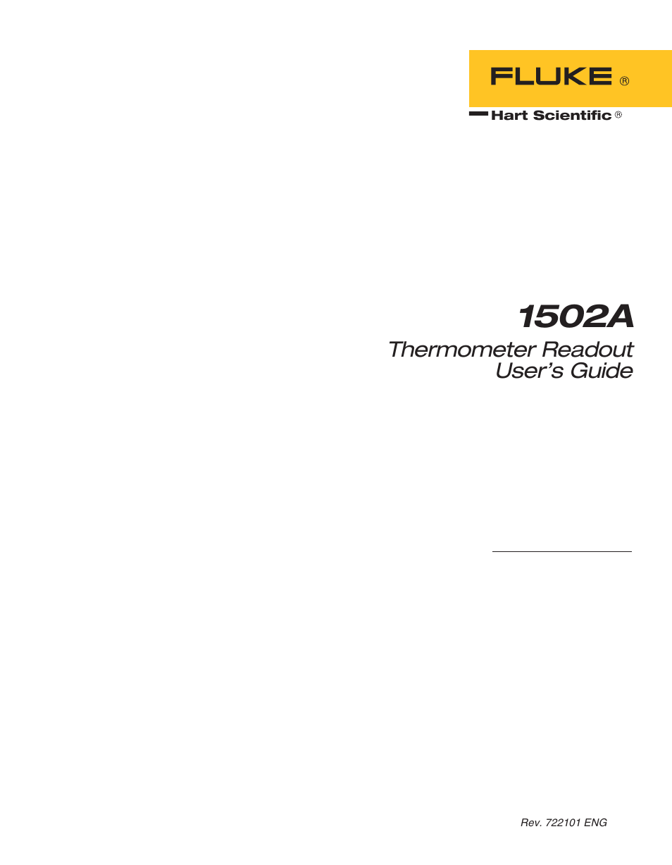 Fluke HART SCIENTIFIC 1502A User Manual | 43 pages