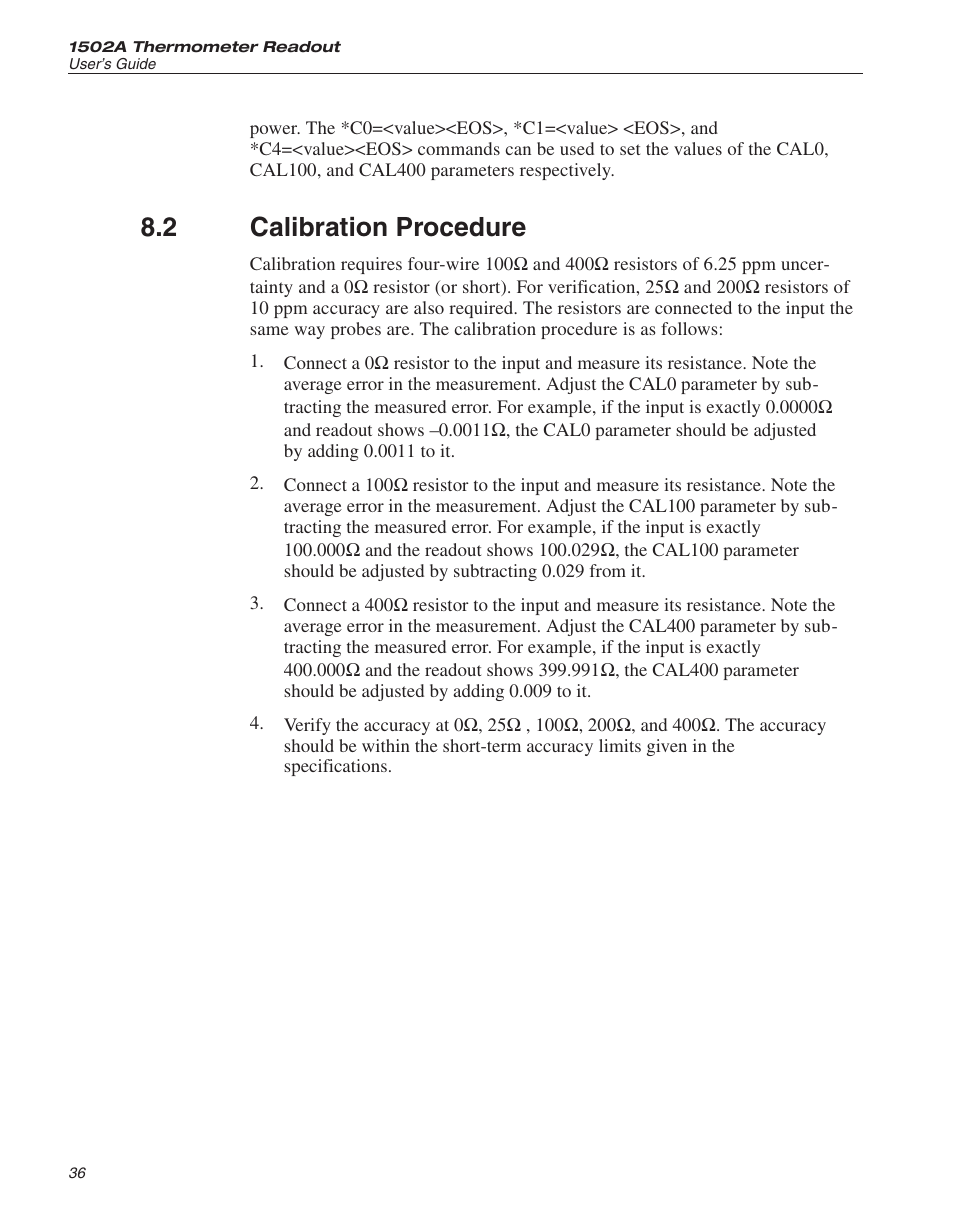 2 calibration procedure 36, Calibration procedure, 2 calibration procedure | Fluke HART SCIENTIFIC 1502A User Manual | Page 39 / 43