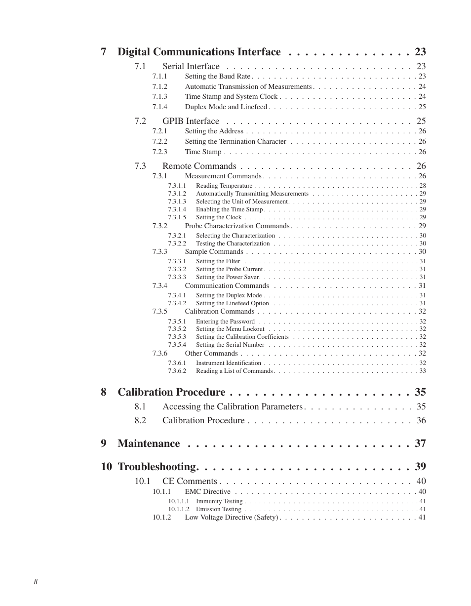 7digital communications interface, 8calibration procedure, 9maintenance 10 troubleshooting | Fluke HART SCIENTIFIC 1502A User Manual | Page 4 / 43