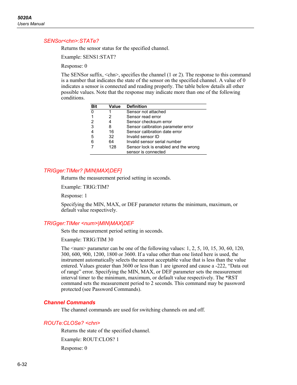 Channel commands | Fluke 5020A User Manual | Page 102 / 142