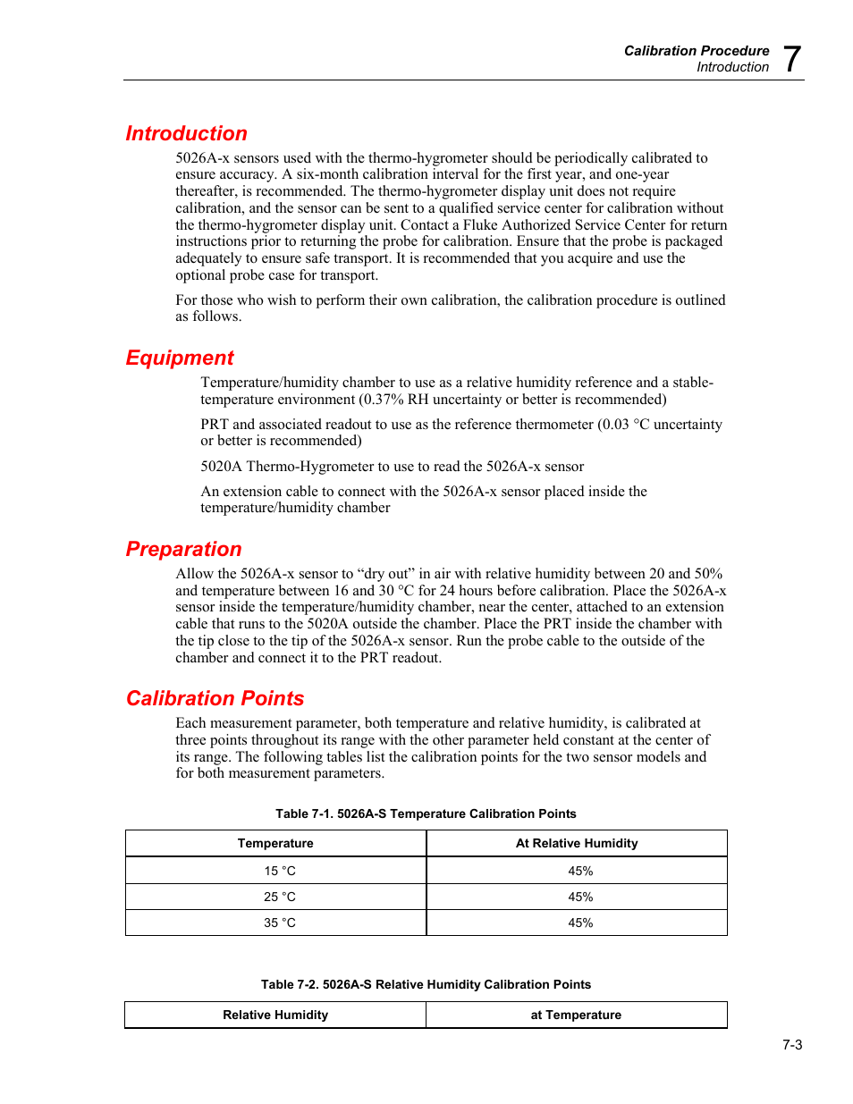 Introduction, Equipment, Preparation | Calibration points | Fluke 5020A User Manual | Page 127 / 142
