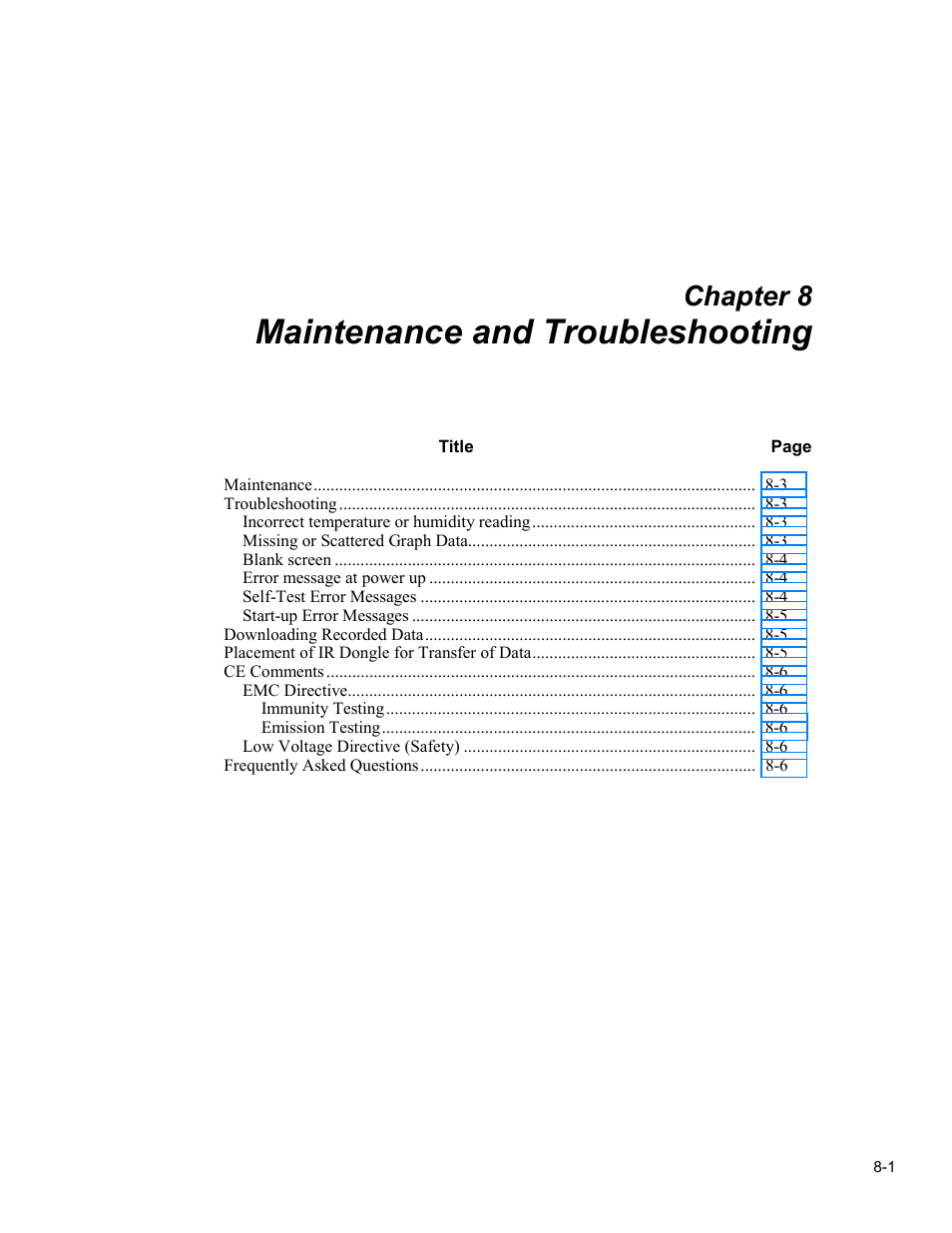 Maintenance and troubleshooting, Chapter 8 | Fluke 5020A User Manual | Page 131 / 142