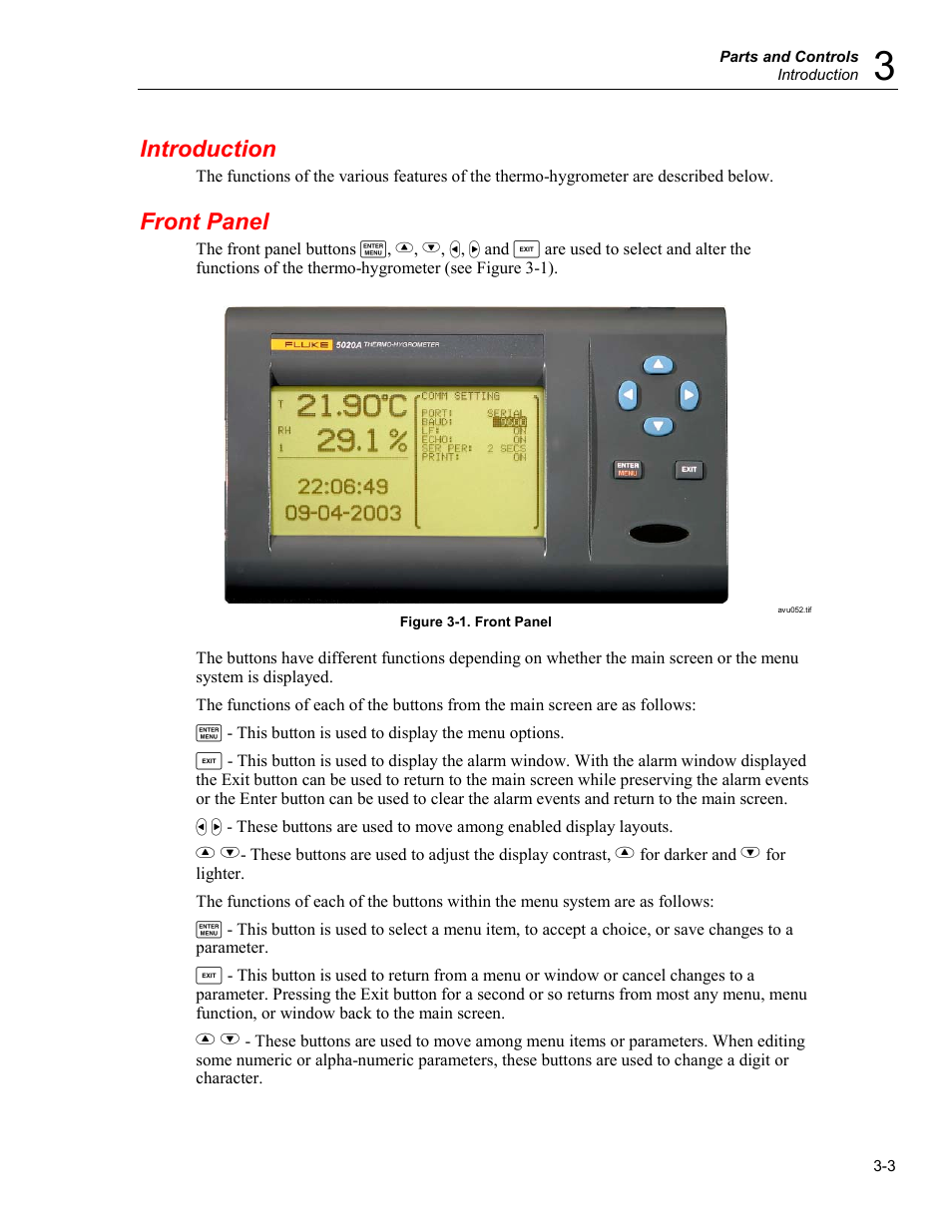 Introduction, Front panel | Fluke 5020A User Manual | Page 25 / 142