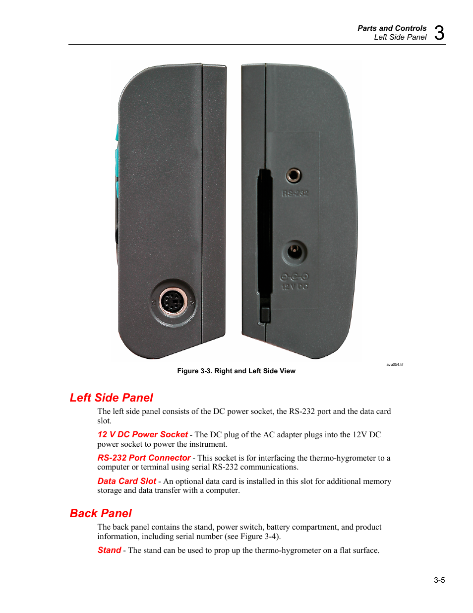 Left side panel, Back panel | Fluke 5020A User Manual | Page 27 / 142