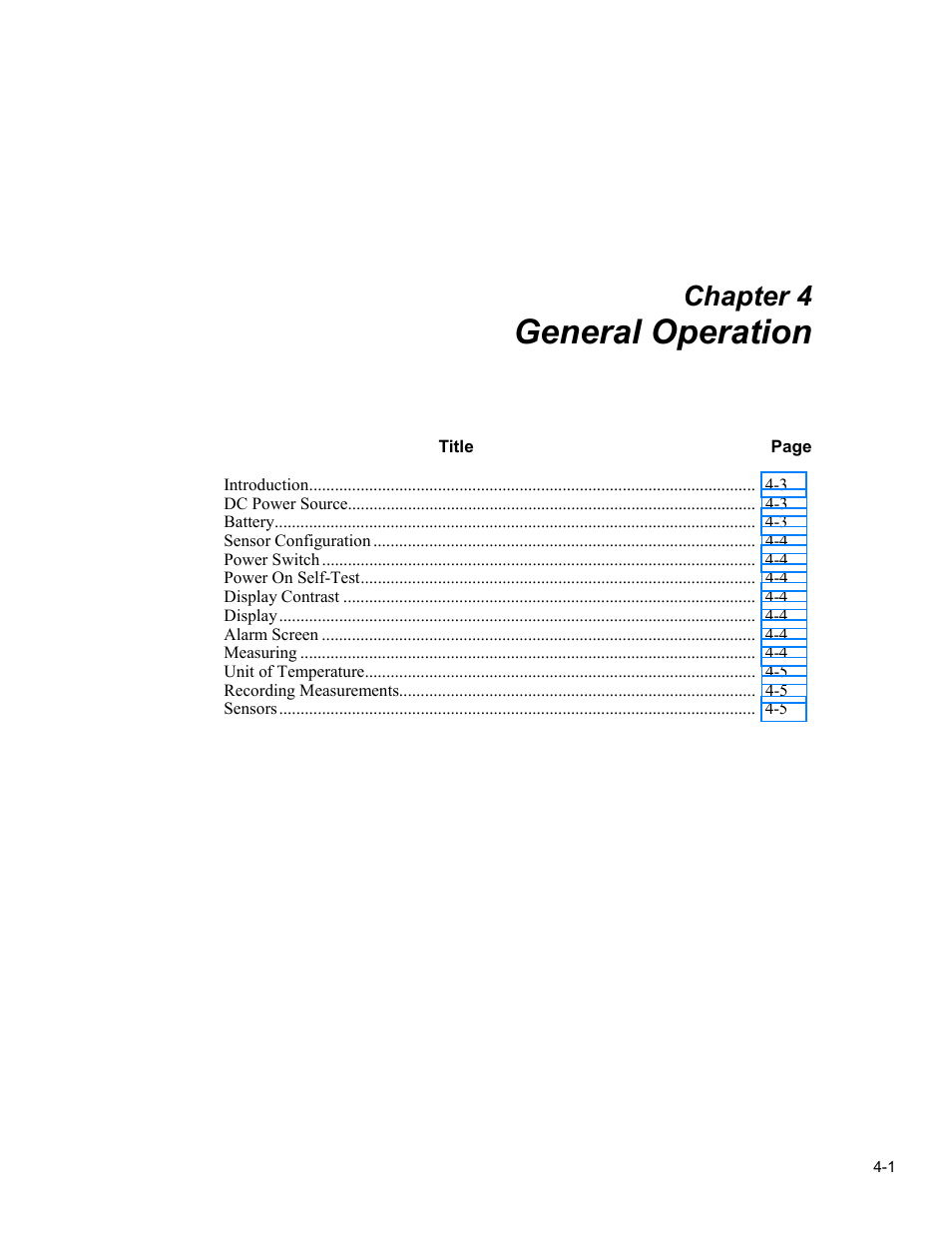 General operation, Chapter 4 | Fluke 5020A User Manual | Page 31 / 142