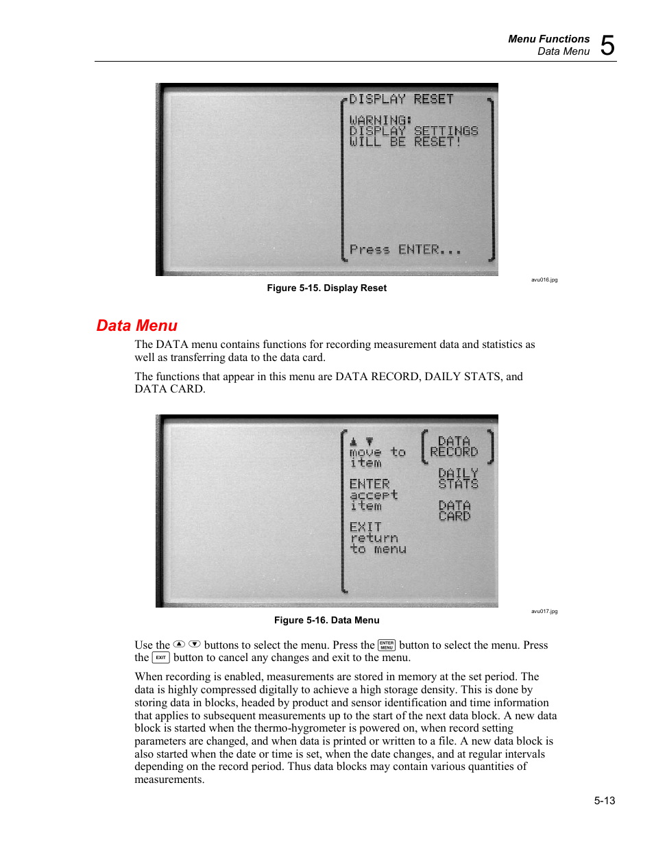 Data menu | Fluke 5020A User Manual | Page 49 / 142