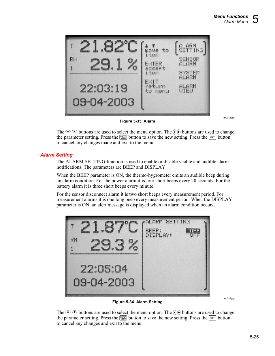 Alarm setting | Fluke 5020A User Manual | Page 61 / 142