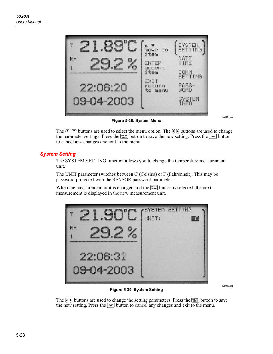 System setting | Fluke 5020A User Manual | Page 64 / 142