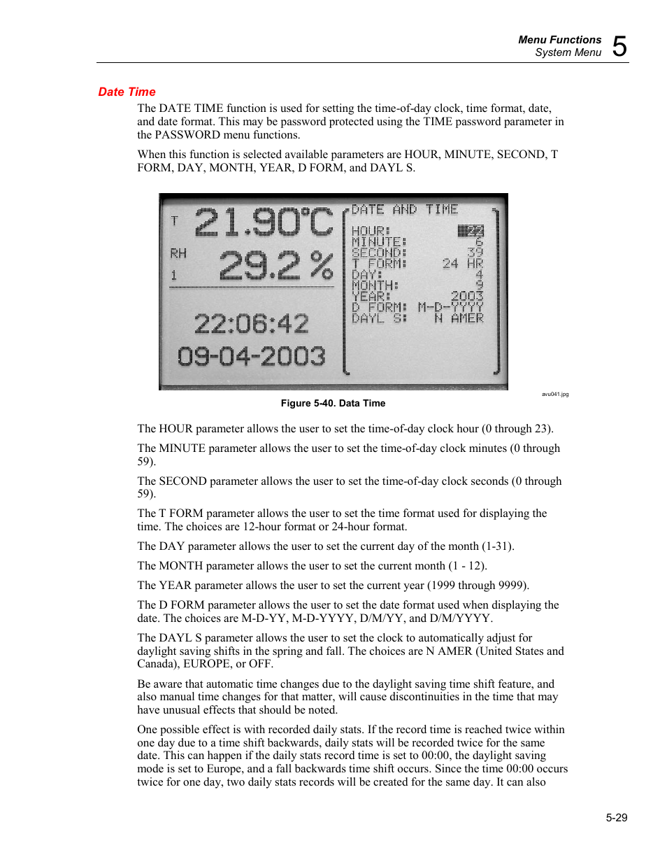 Date time | Fluke 5020A User Manual | Page 65 / 142