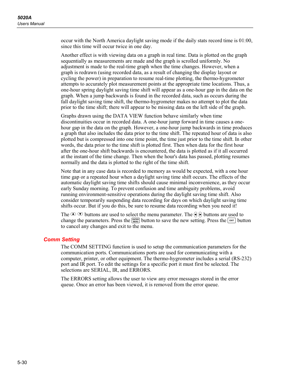 Comm setting | Fluke 5020A User Manual | Page 66 / 142
