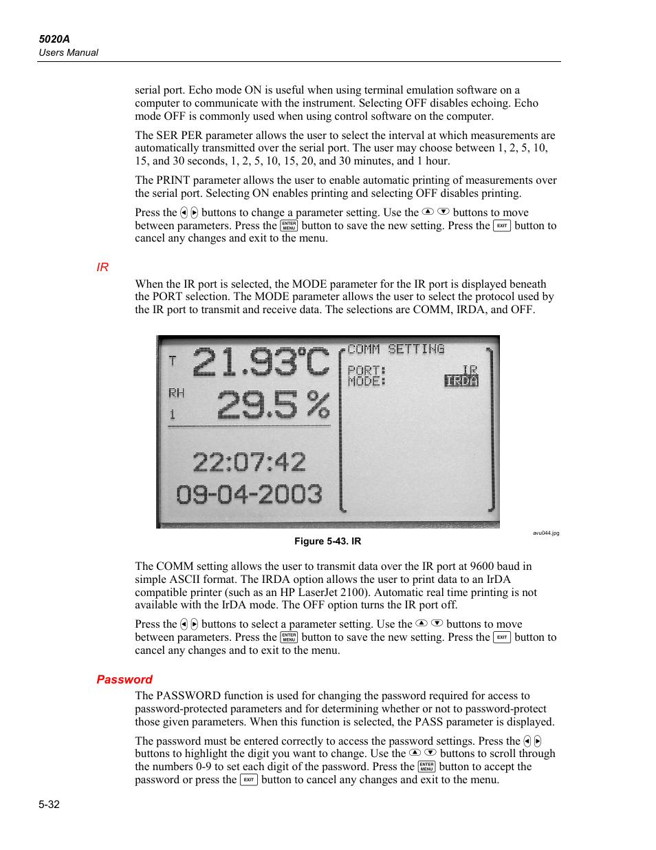 Password | Fluke 5020A User Manual | Page 68 / 142