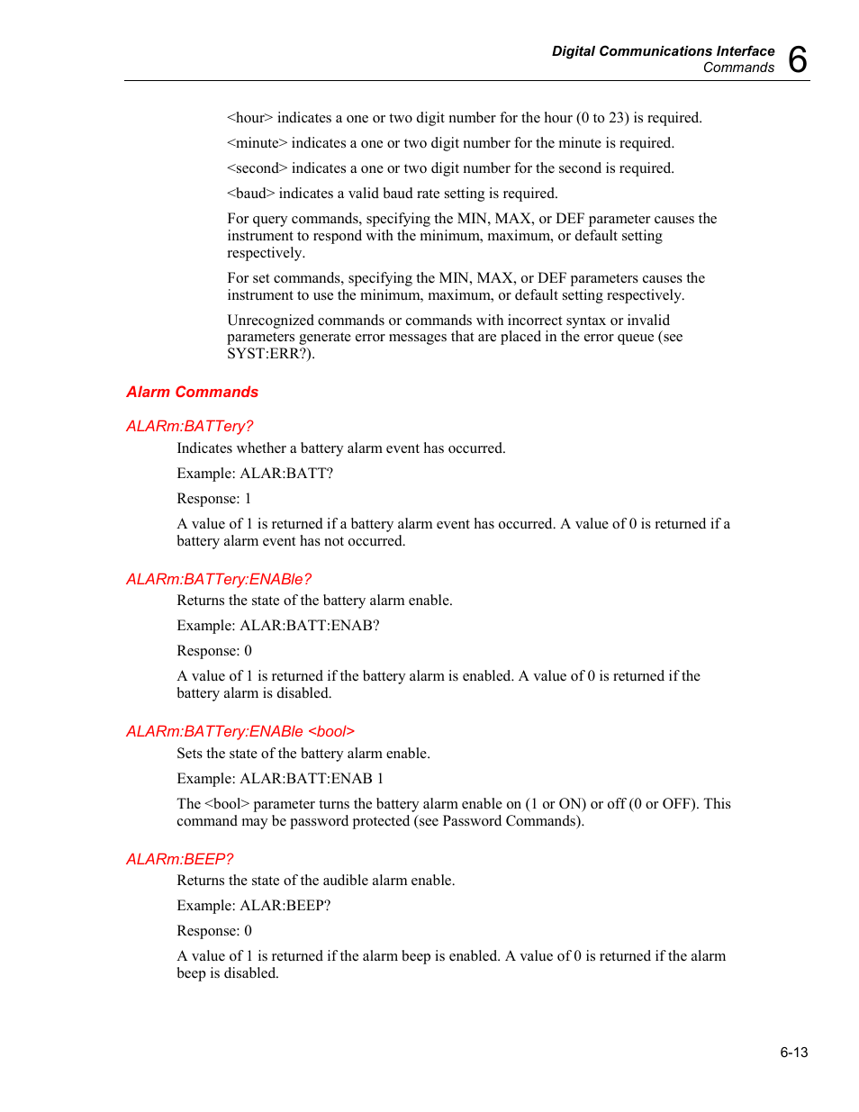 Alarm commands | Fluke 5020A User Manual | Page 83 / 142