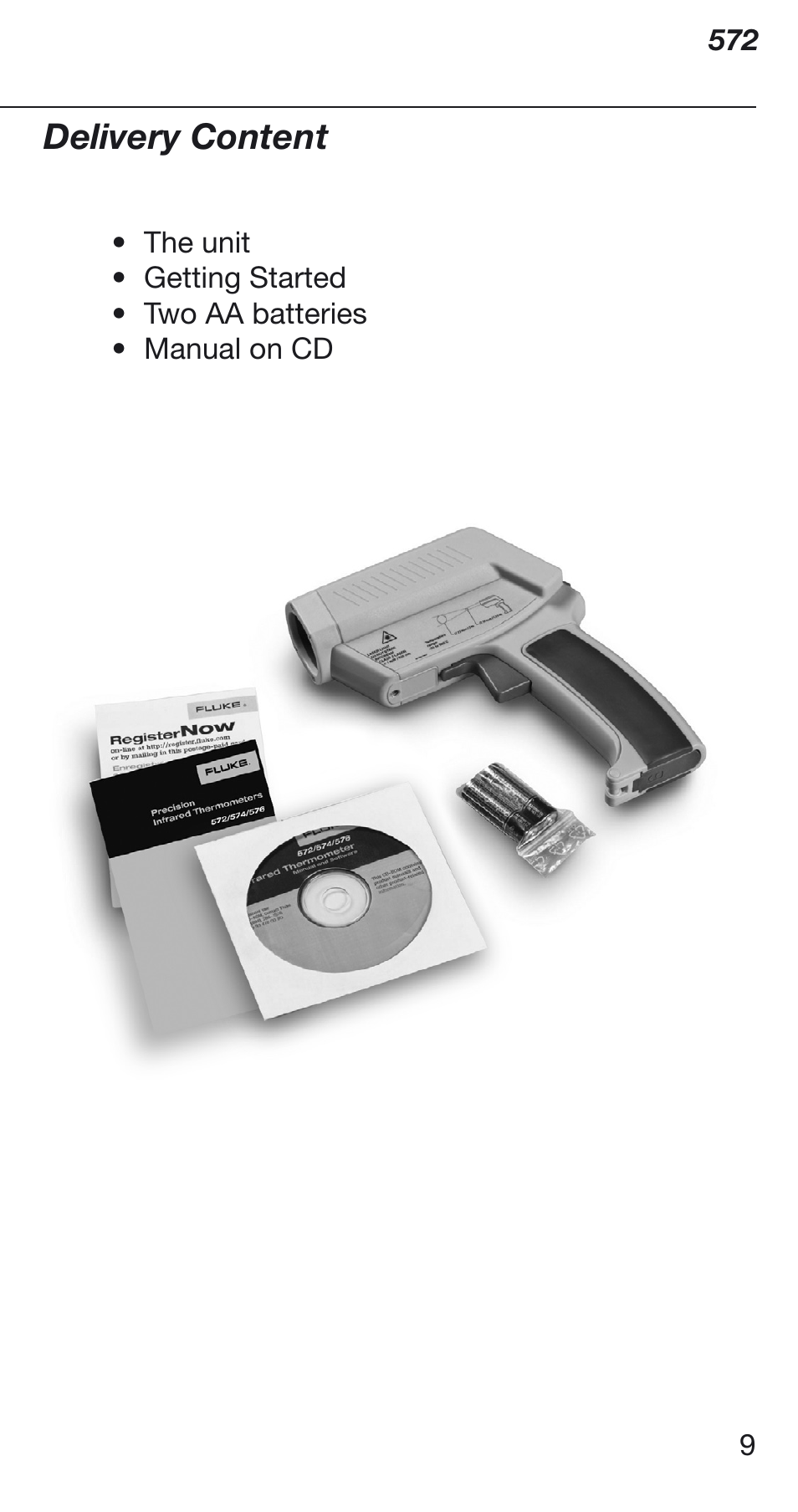 Delivery content | Fluke 572 User Manual | Page 9 / 22