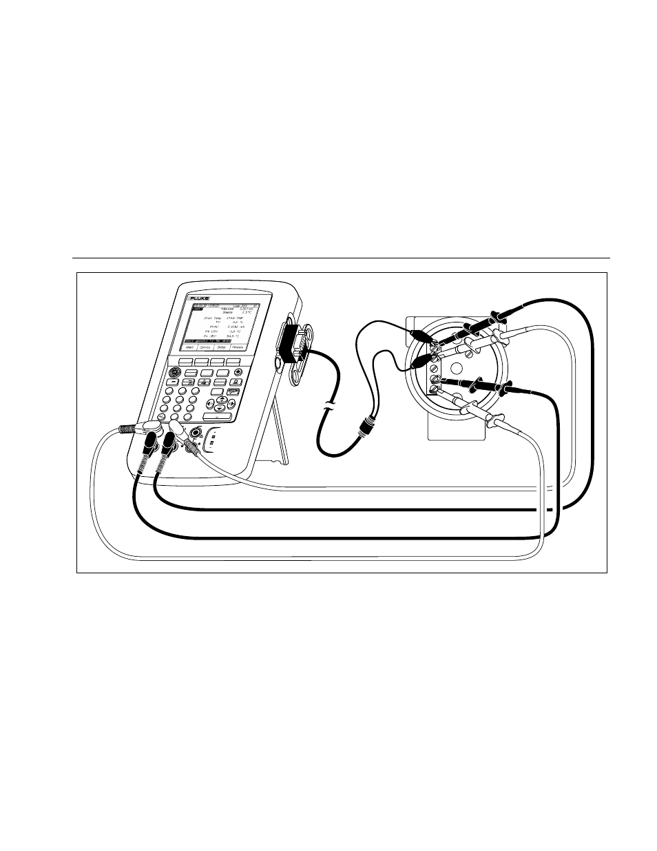 Figure 1. connecting to a hart transmitter, Ps +ps m -in +in s z, Rtd transmitter | Fluke HART 744 User Manual | Page 13 / 30