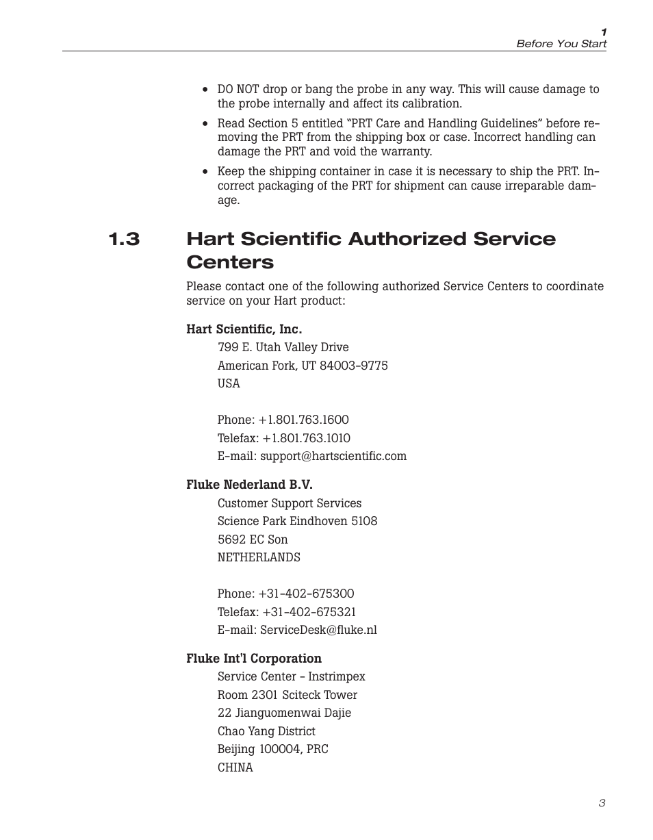3 hart scientific authorized service centers 3, Hart scientific authorized service centers, 3 hart scientific authorized service centers | Fluke 5626/5628 User Manual | Page 9 / 22