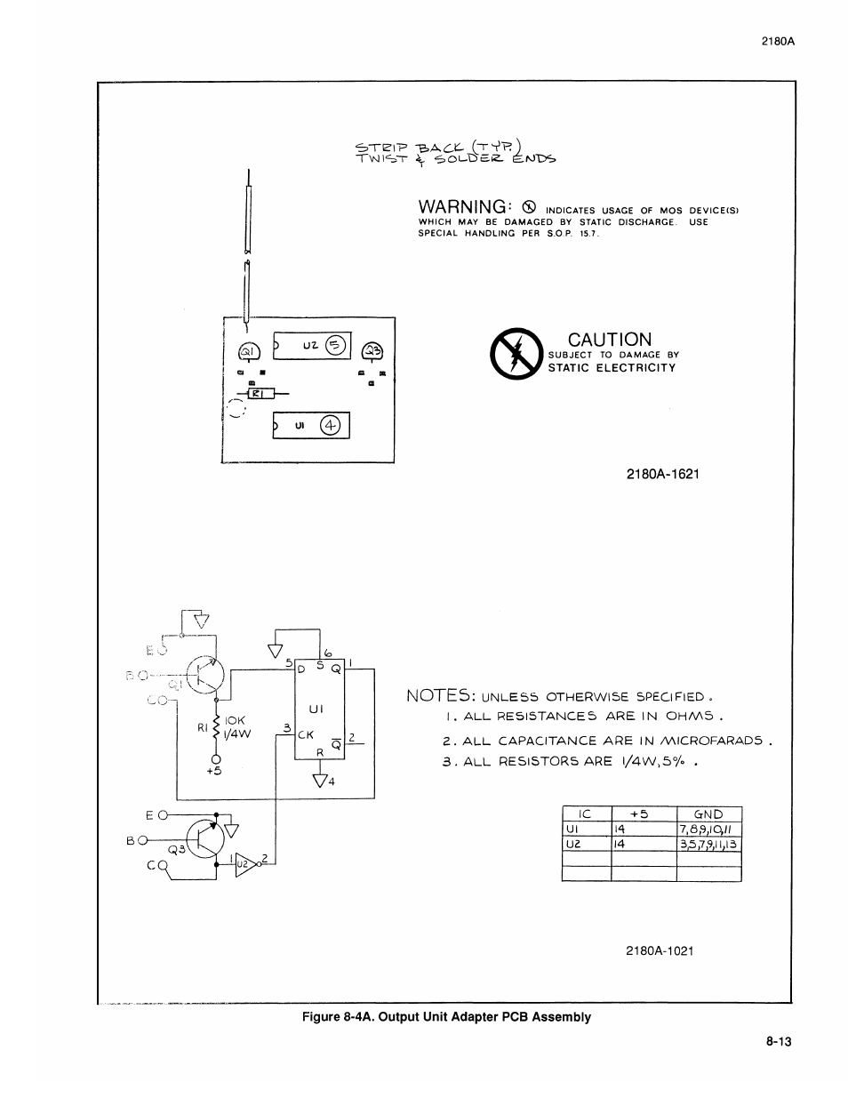 Warning, Caution | Fluke 2180A User Manual | Page 110 / 116