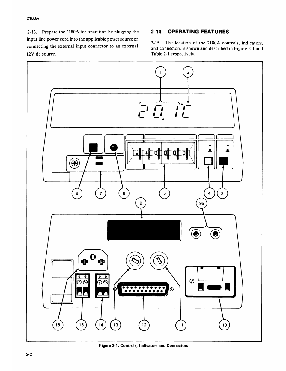 14. operating features | Fluke 2180A User Manual | Page 18 / 116