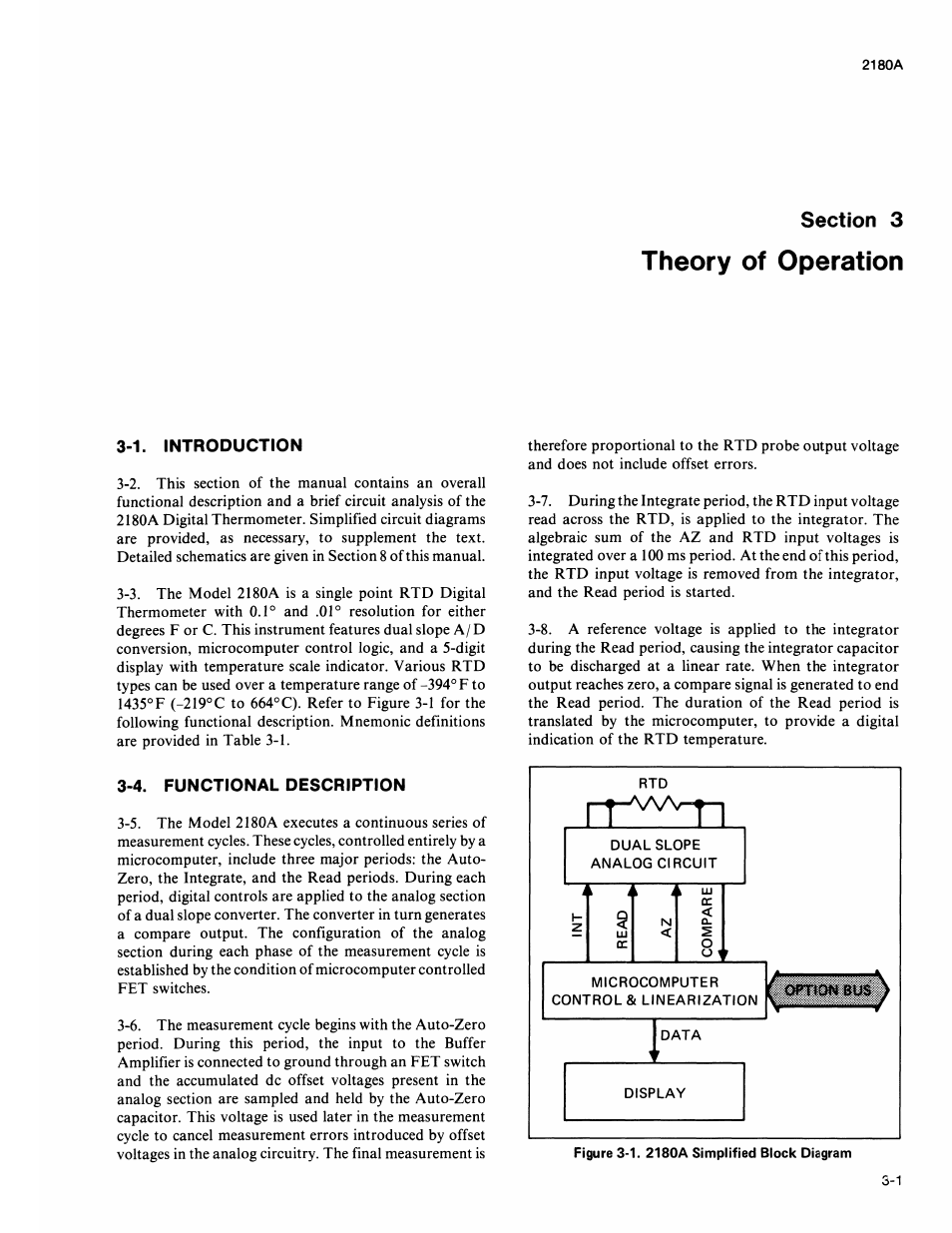 Theory of operation, 1. introduction, 4. functional description | Theory of operation -1, Functional description -1, Introduction -1 | Fluke 2180A User Manual | Page 25 / 116