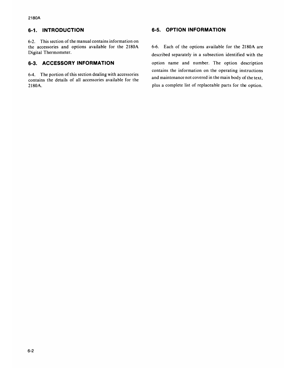5. option information, 3. accessory information | Fluke 2180A User Manual | Page 50 / 116