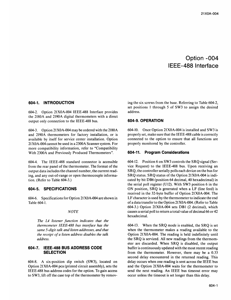 1. introduction, 5. specifications, 7. ieee-488 bus address code selection | 9. operation, 11. program considerations | Fluke 2180A User Manual | Page 67 / 116