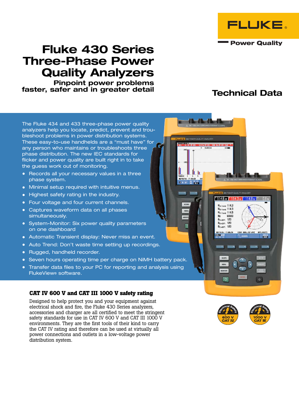 Fluke 430 Series User Manual | 8 pages