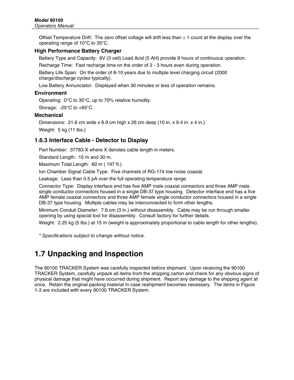 7 unpacking and inspection | Fluke TRACKERTM 90100 User Manual | Page 10 / 60