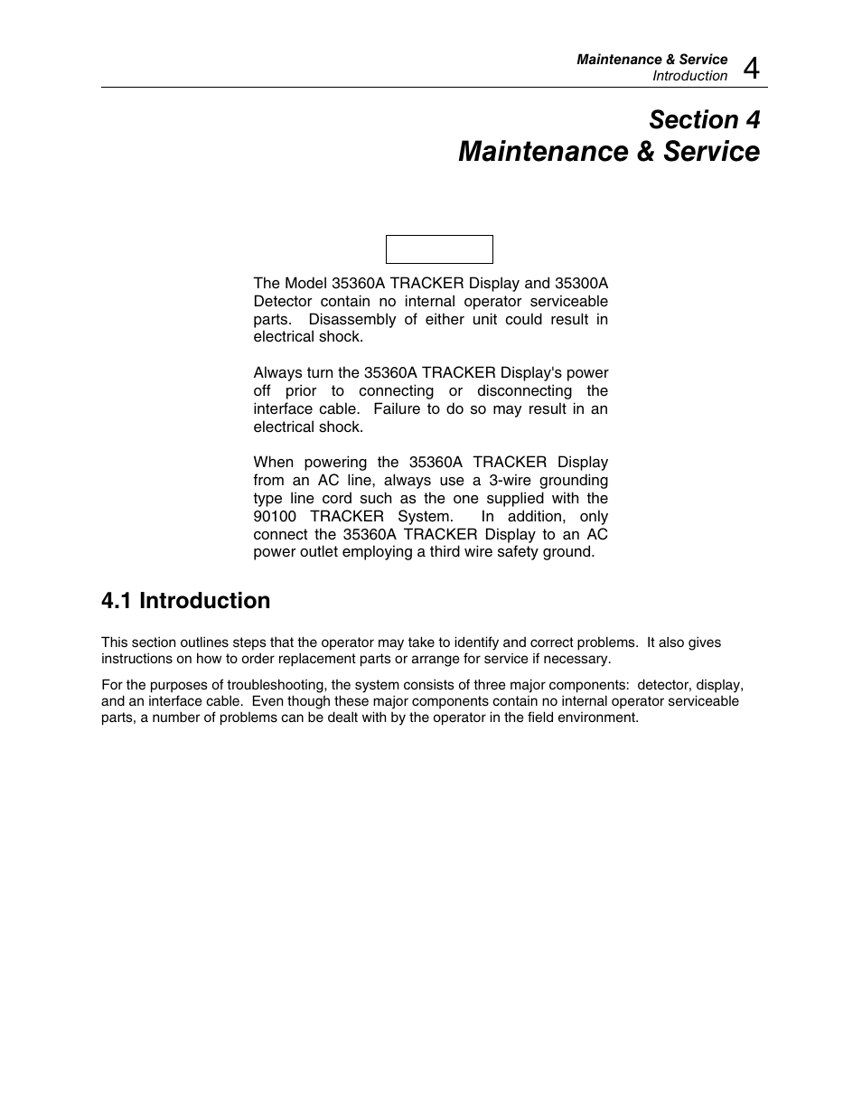 Maintenance & service, 1 introduction | Fluke TRACKERTM 90100 User Manual | Page 37 / 60